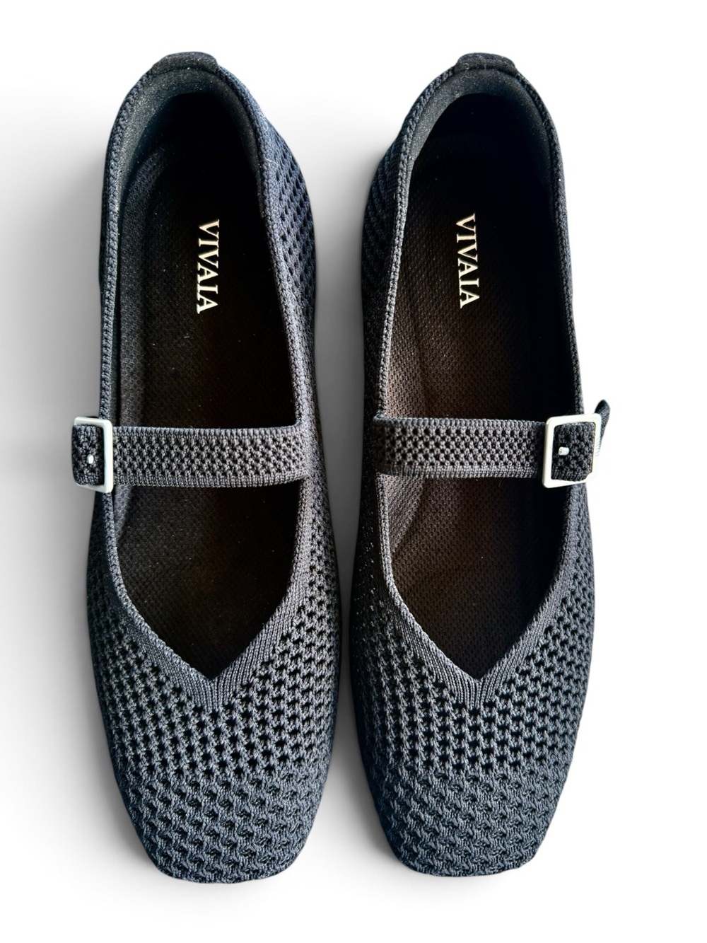 VIVAIA Margot Mary Jane Black Mesh Flats • EU 37.5 • NWOB
